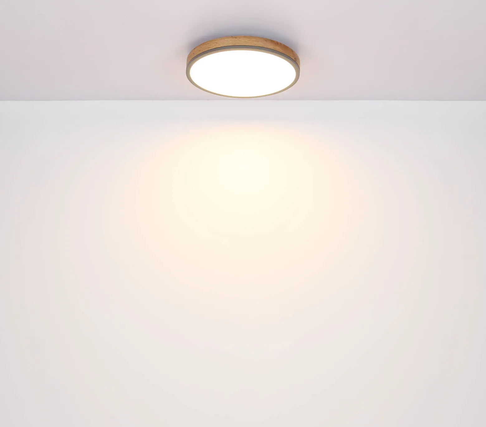 LED-kattovalaisin Doro, Ø 45 cm, tumma grafiitti/puu, puu, CCT