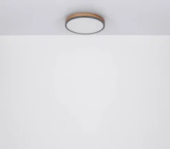 LED-kattovalaisin Doro, Ø 45 cm, tumma grafiitti/puu, puu, CCT