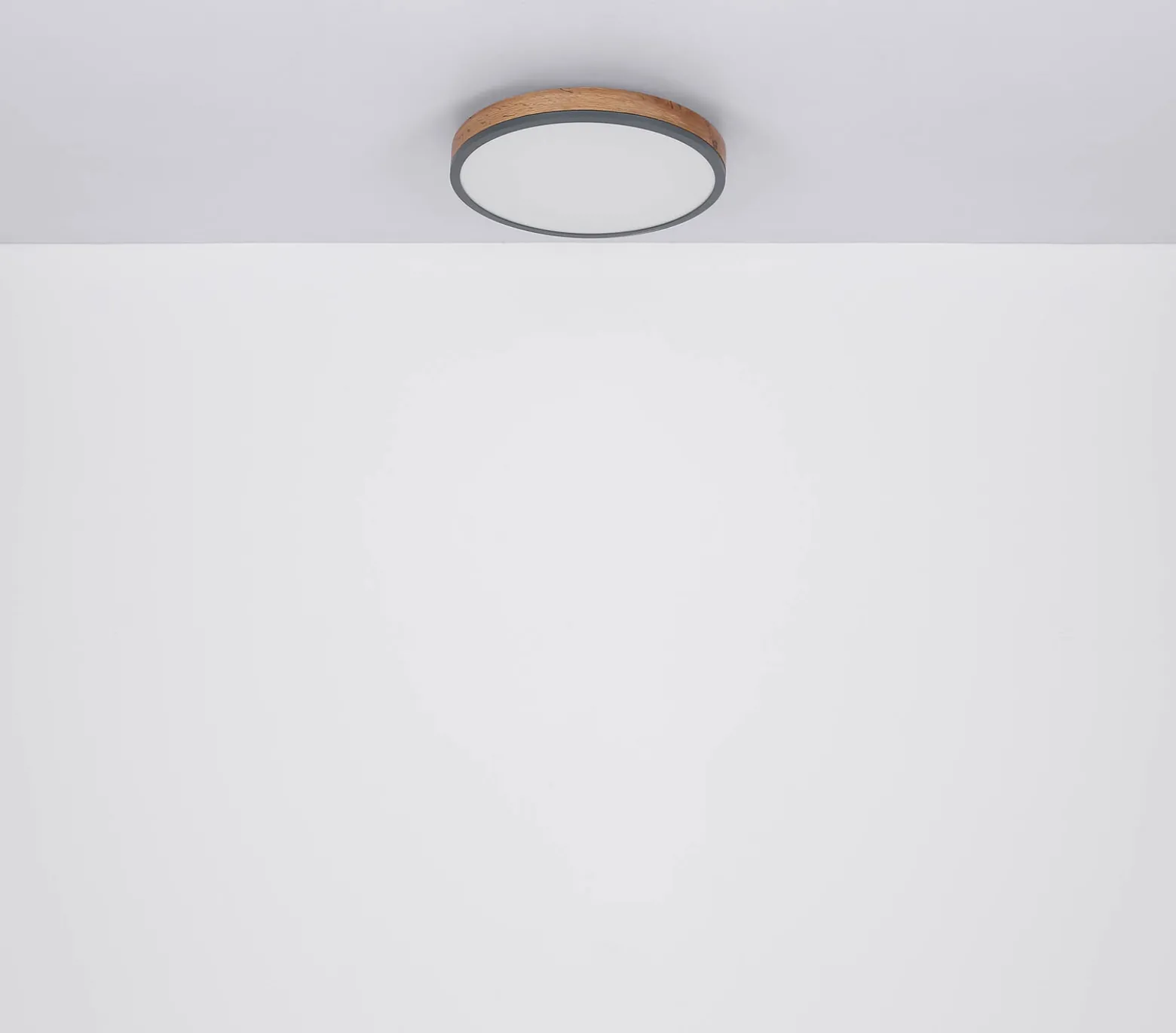 LED-kattovalaisin Doro, Ø 45 cm, tumma grafiitti/puu, puu, CCT