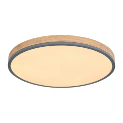 LED-kattovalaisin Doro, Ø 60 cm, tumma grafiitti/puu, puu, CCT