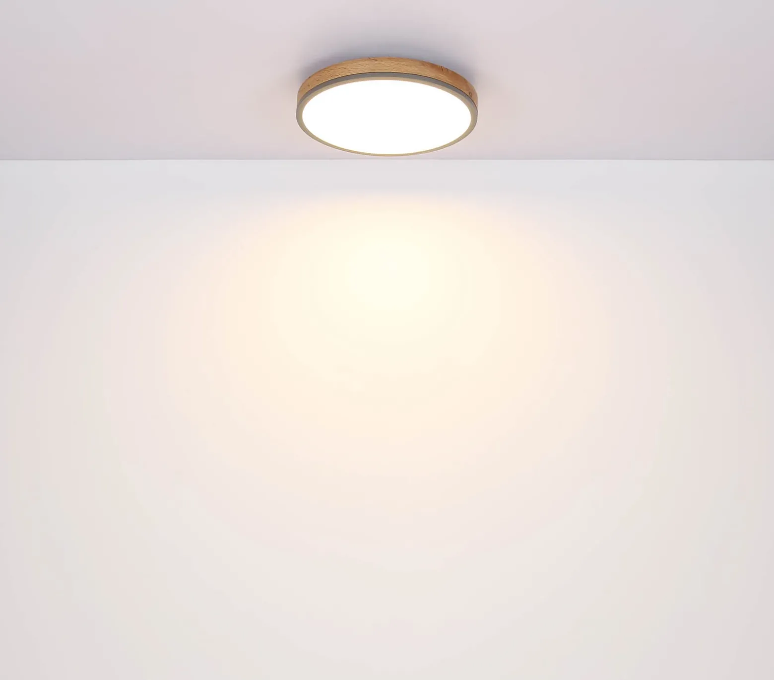 LED-kattovalaisin Doro, Ø 60 cm, tumma grafiitti/puu, puu, CCT