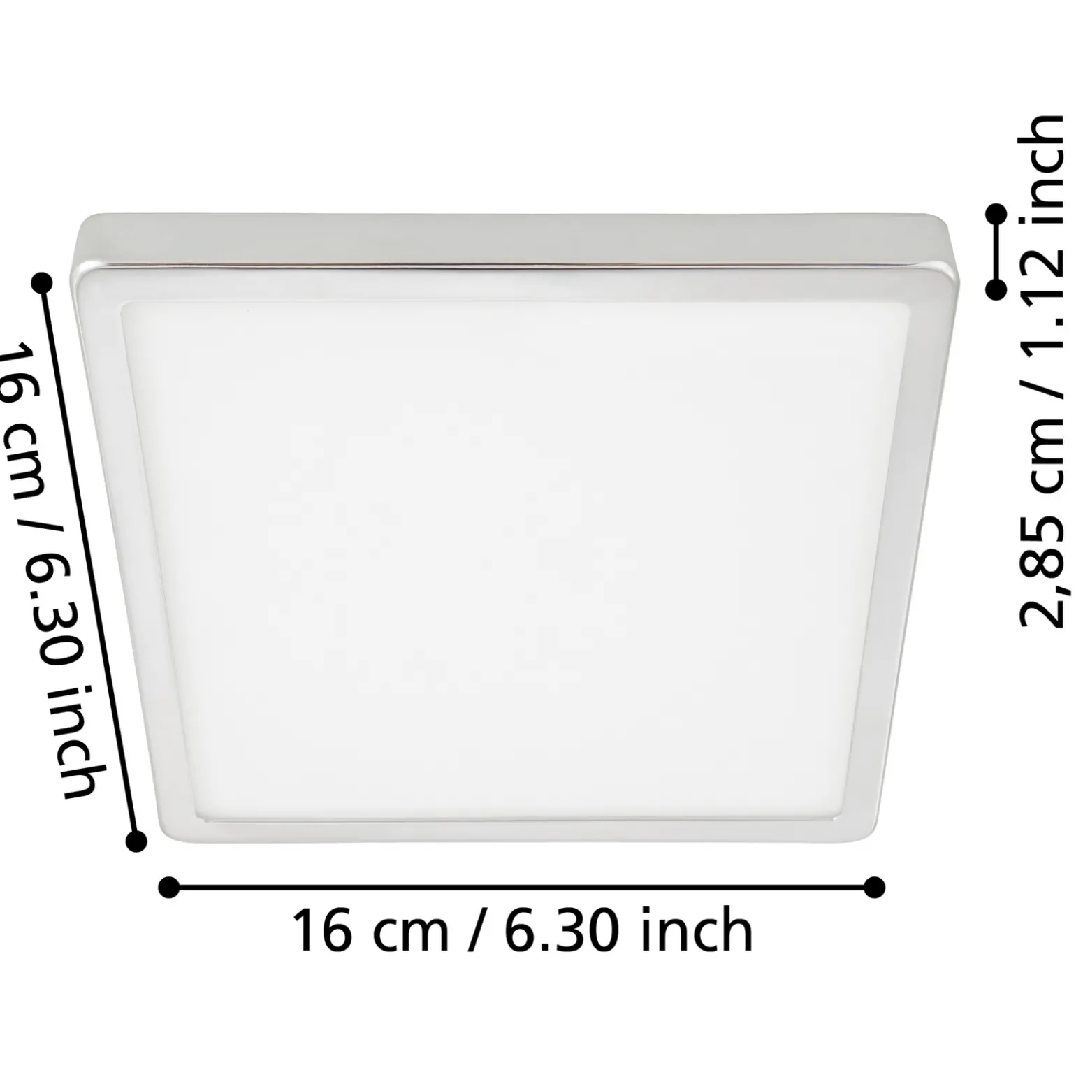 LED kattovalaisin Fueva 5 IP44 3000K kromi 16x16cm 16x16cm