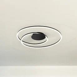 LED-kattovalaisin HOLY, musta, Ø 68 cm, kaukosäädin, CCT