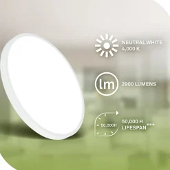 LED-kattovalaisin Kaida, valkoinen, Ø 30 cm, energiatehokkuusluokka A, 4 000 K