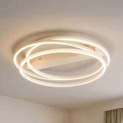 LED-kattovalaisin Kiku, Ø 56 cm, hiekanvärinen, metalli, CCT