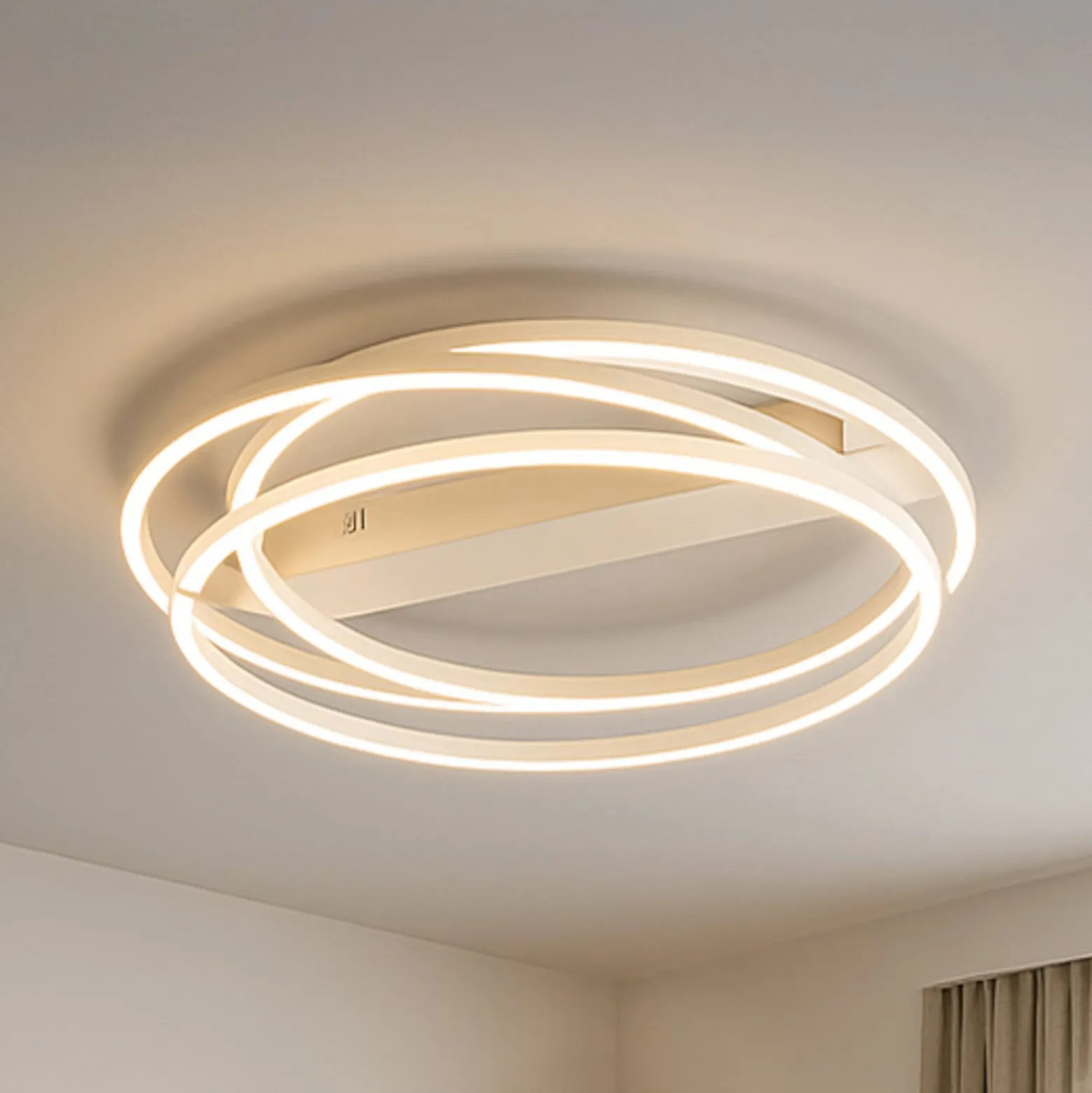 LED-kattovalaisin Kiku, Ø 56 cm, hiekanvärinen, metalli, CCT