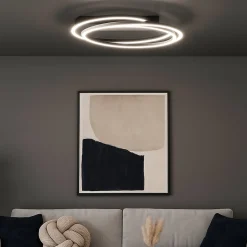 LED-kattovalaisin Kiku, Ø 56 cm, hiekkamusta, metalli, CCT