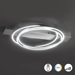 LED-kattovalaisin Kiku, pituus 76 cm, alumiinivärinen, metalli