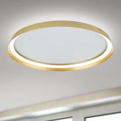 LED-kattovalaisin Manta, Ø 60 cm, kullanvärinen, alumiini, ylös/alasvalo
