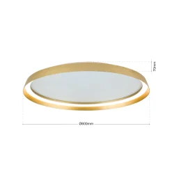 LED-kattovalaisin Manta, Ø 60 cm, kullanvärinen, alumiini, ylös/alasvalo