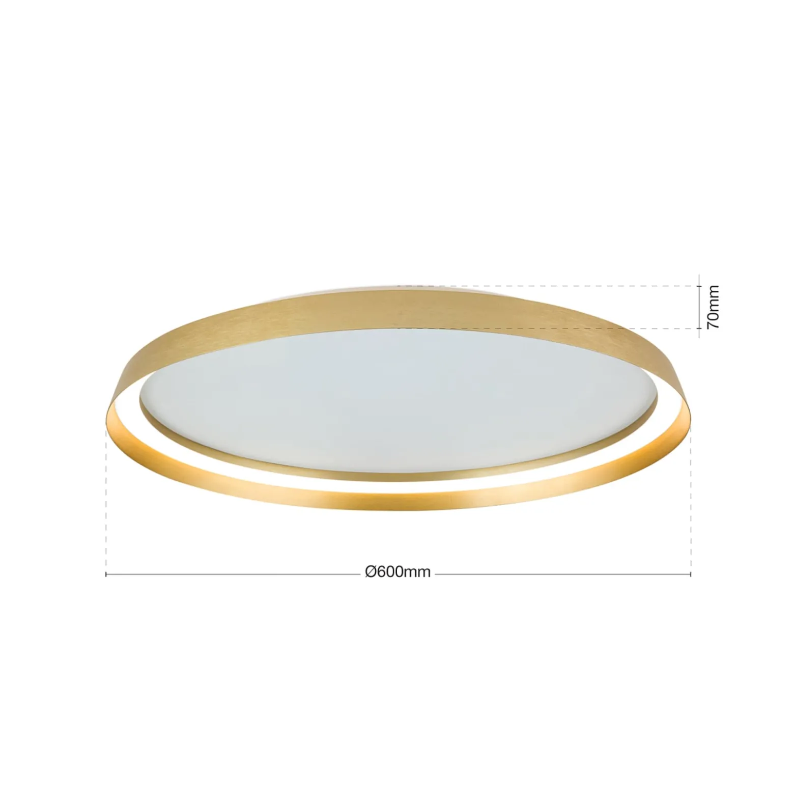 LED-kattovalaisin Manta, Ø 60 cm, kullanvärinen, alumiini, ylös/alasvalo