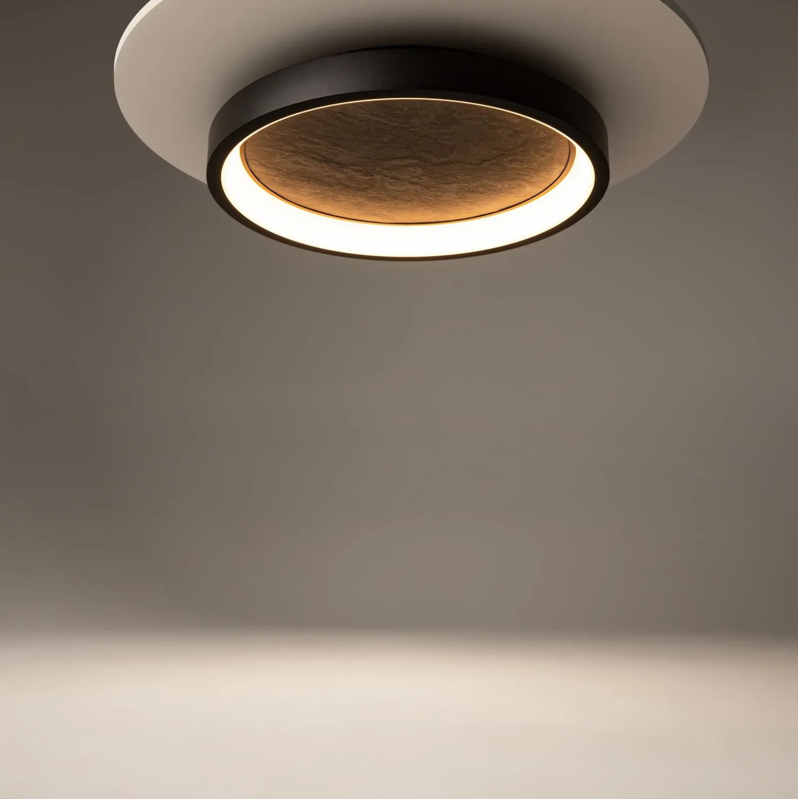 LED-kattovalaisin Orign, Ø 60 cm, musta, metalli/kivi