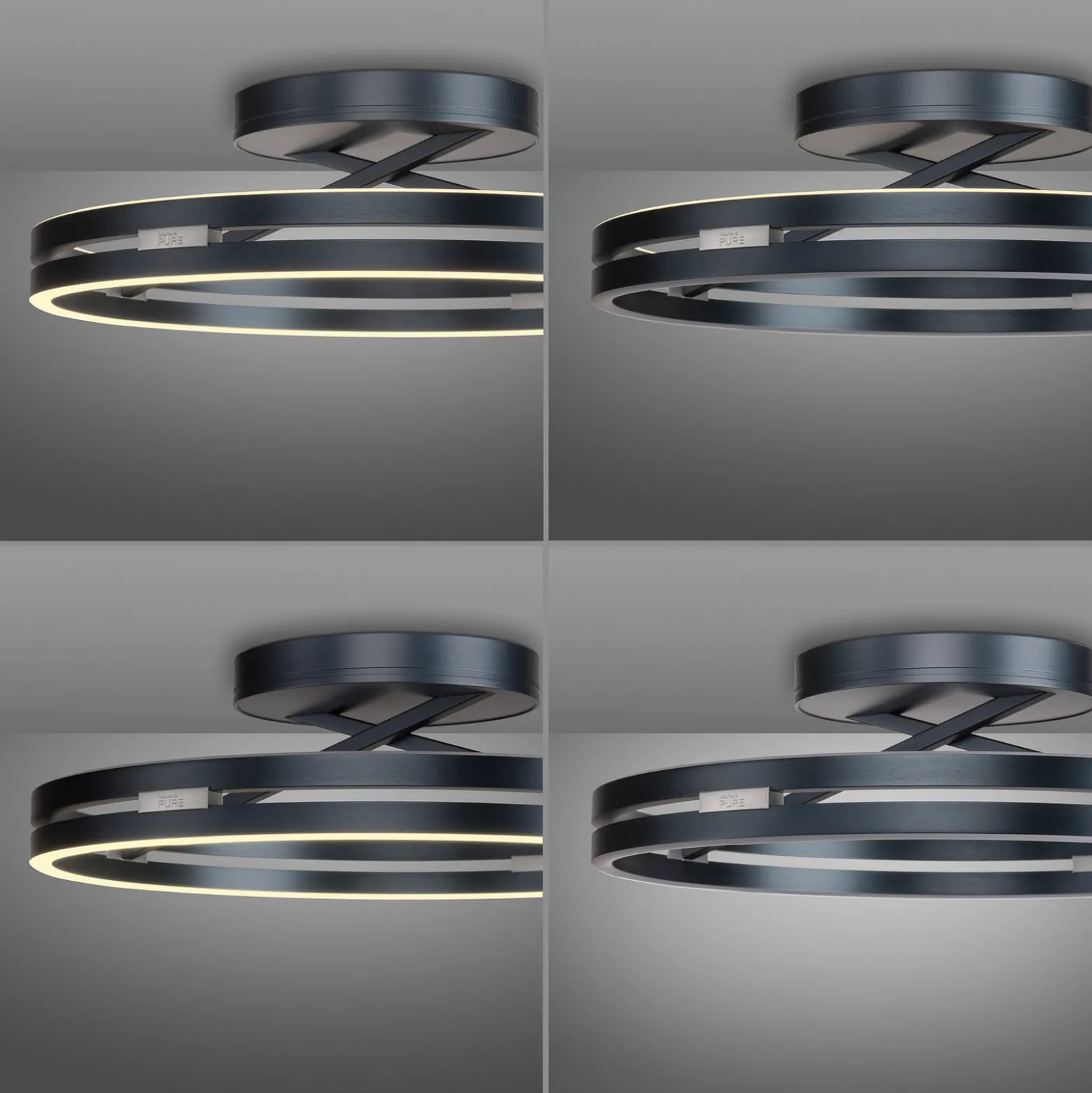 LED-kattovalaisin PURE Loop, mystic grey, Ø 60 cm, CCT