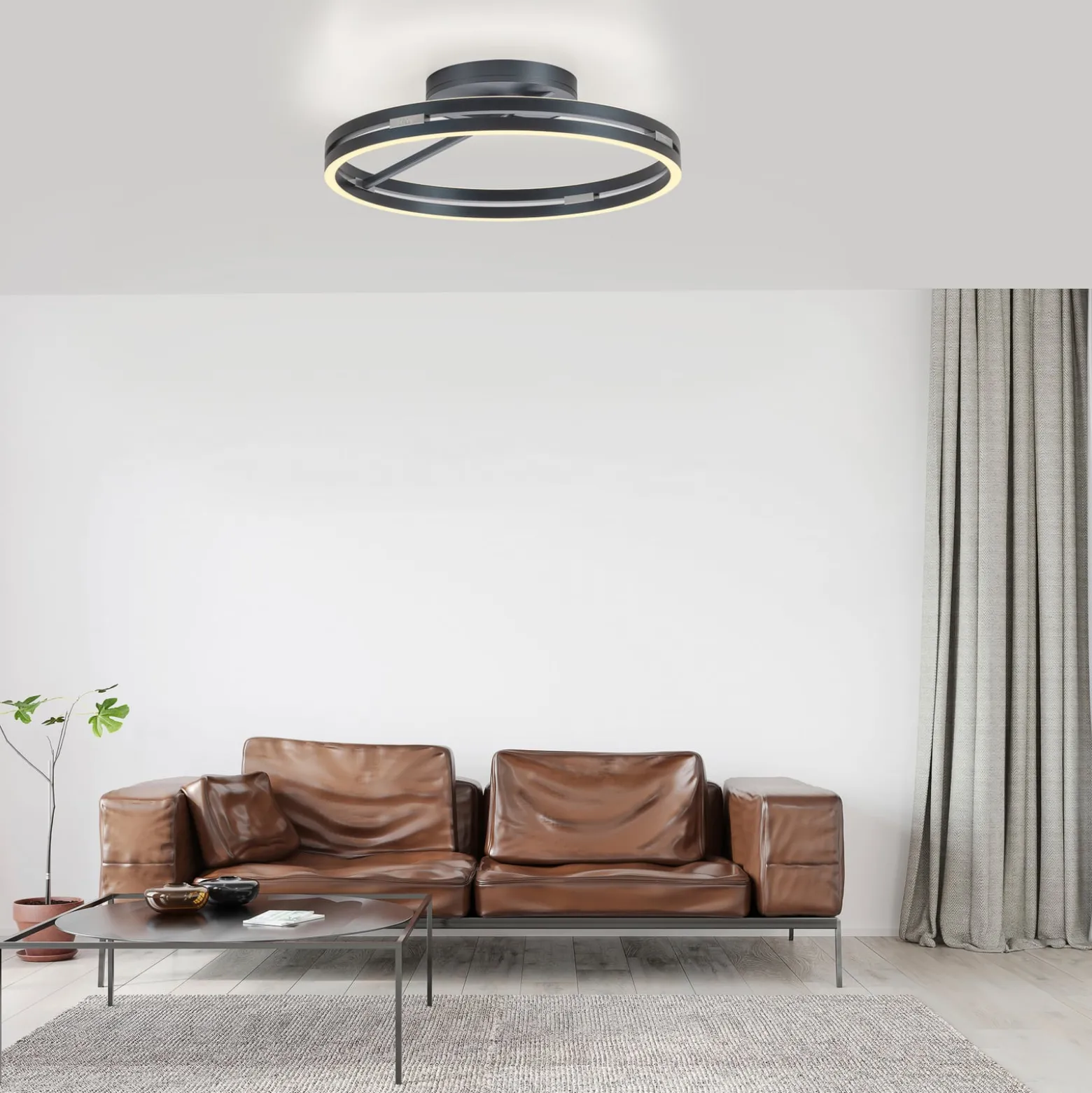 LED-kattovalaisin PURE Loop, mystic grey, Ø 60 cm, CCT
