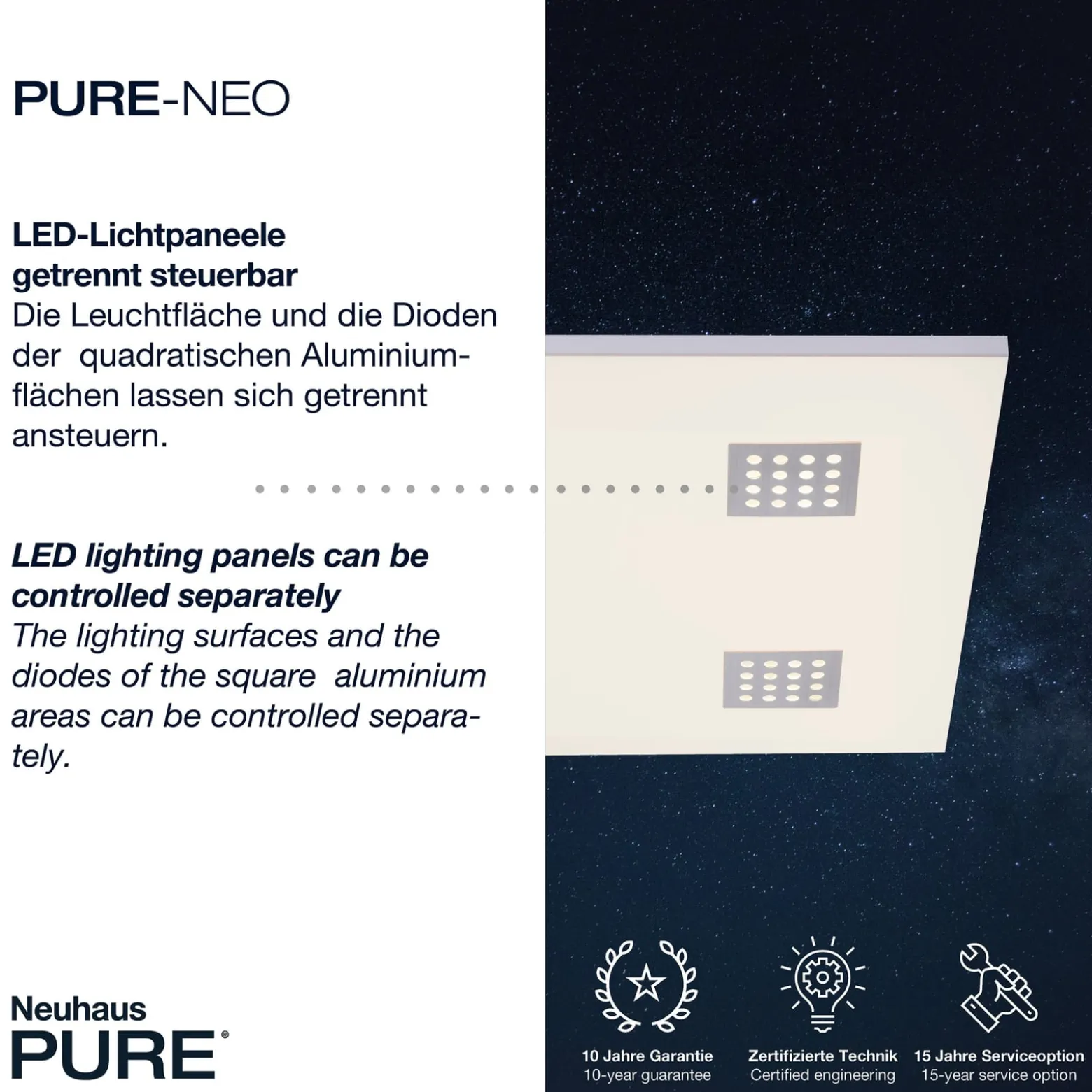LED-kattovalaisin PURE Neo, 62 cm, alumiini, CCT, kaukosäädin