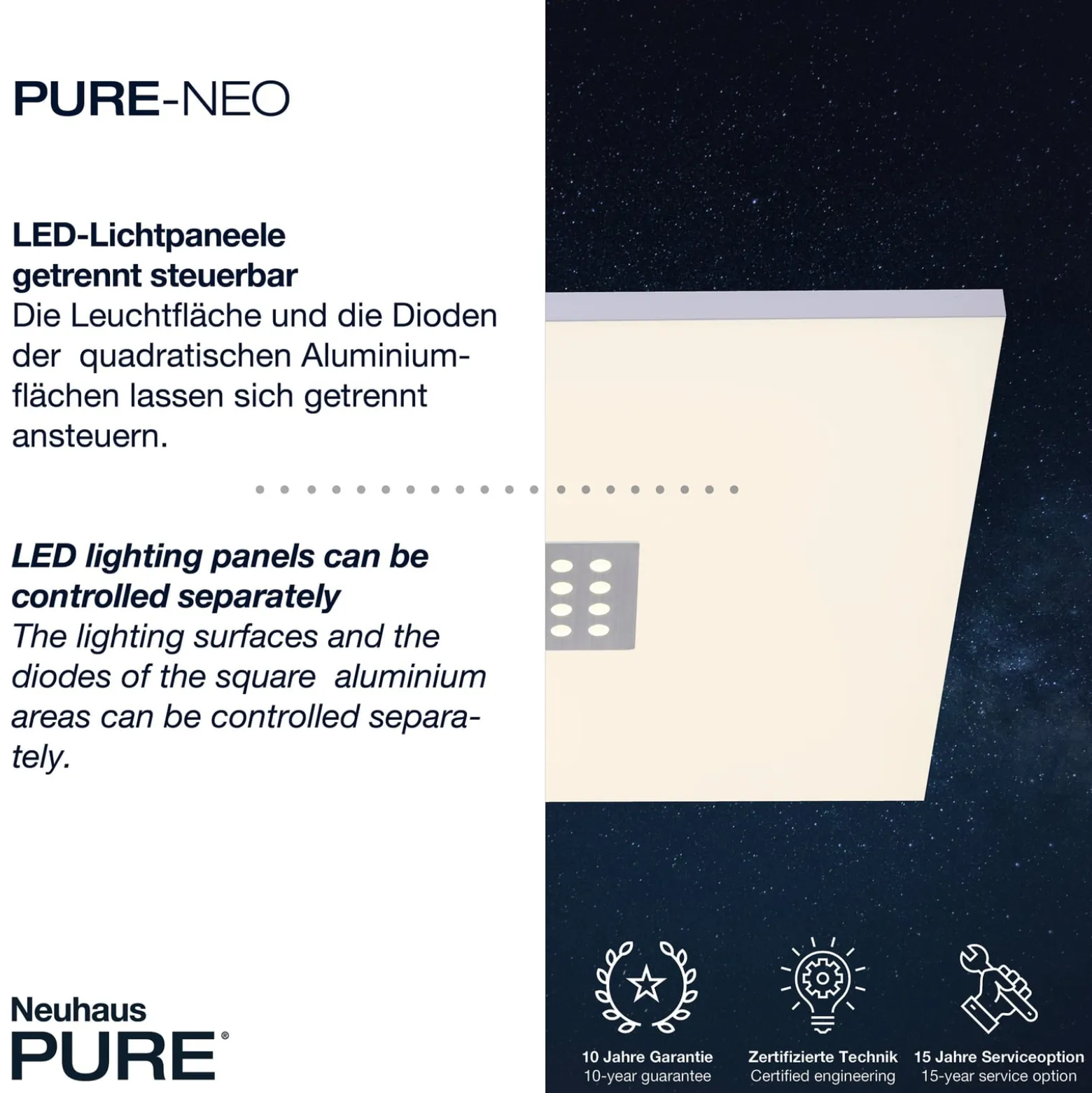 LED-kattovalaisin PURE Neo, 45 cm, alumiini, CCT, kaukosäädin
