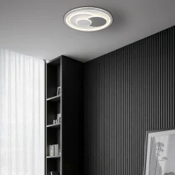 LED-kattovalaisin Ruiz I, valkoinen/hopea, halkaisija 48 cm, CCT
