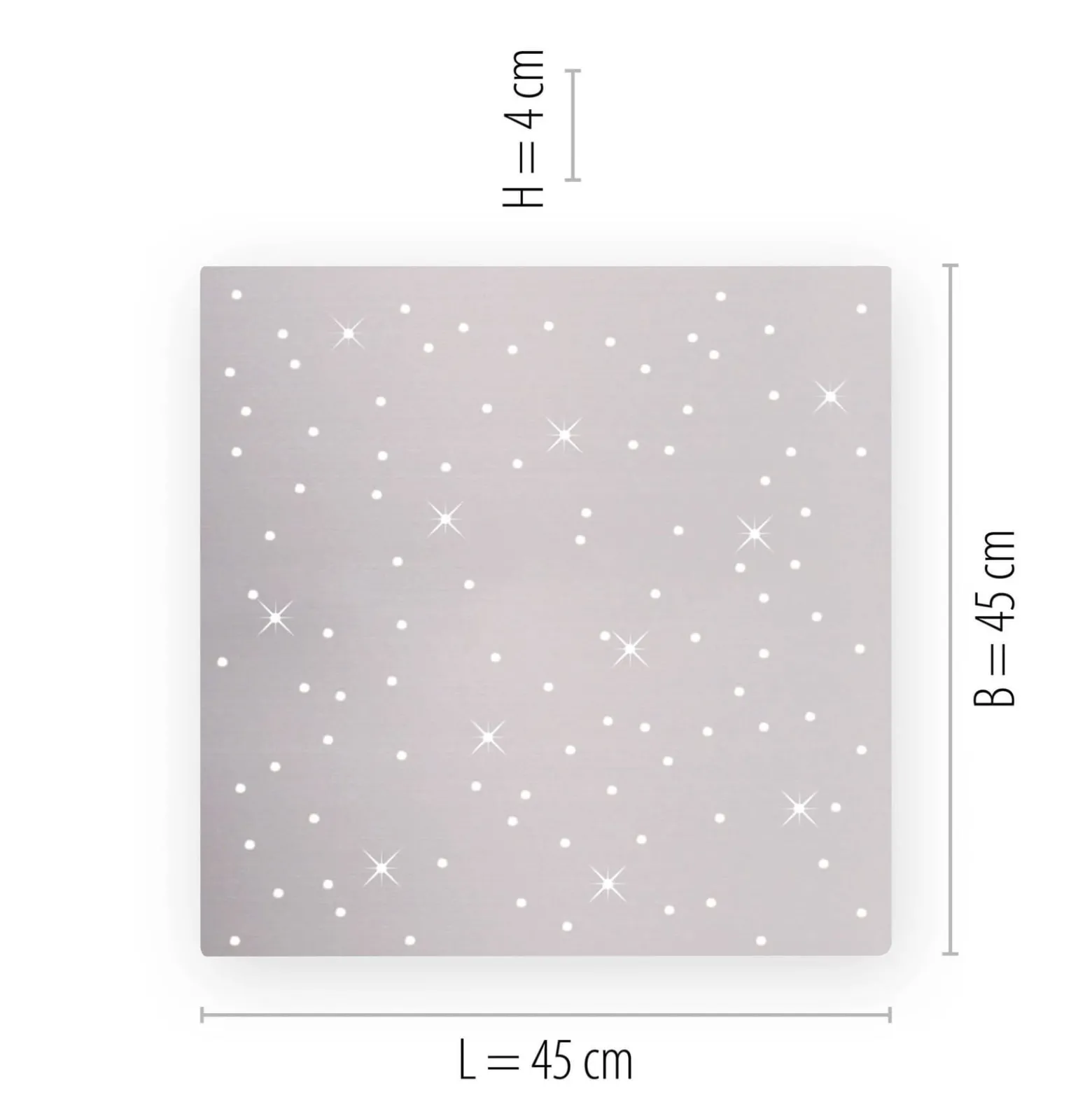 LED-kattovalaisin Sparkle CCT him., teräs, 45x45cm