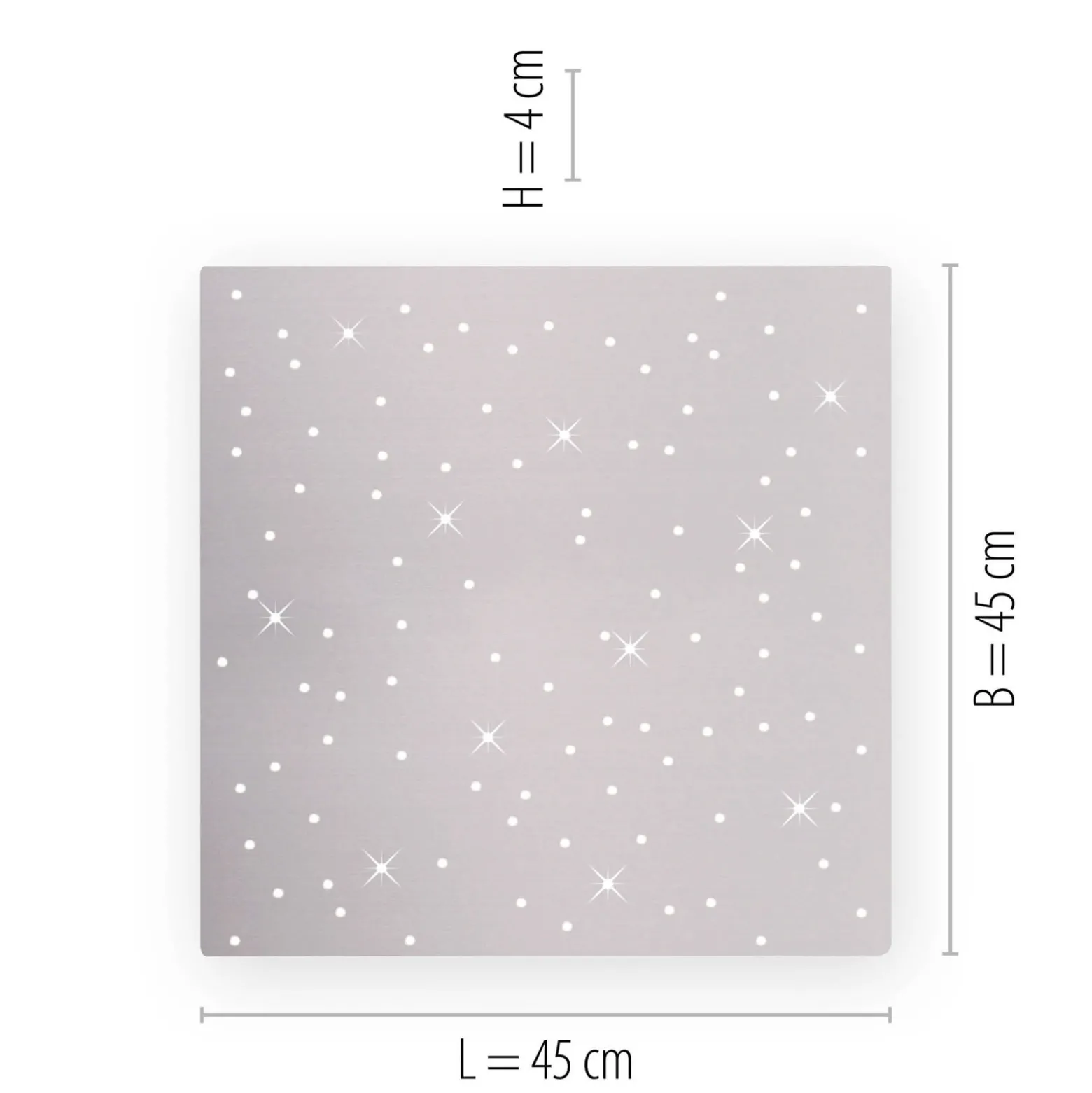 LED-kattovalaisin Sparkle CCT him., teräs, 45x45cm