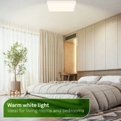 LED-kattovalaisin Tava A, CCT, 29 x 29 cm, valkoinen, kaukosäädin
