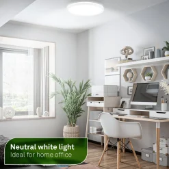 LED-kattovalaisin Tava A, Ø 29 cm, muovia, valkoinen