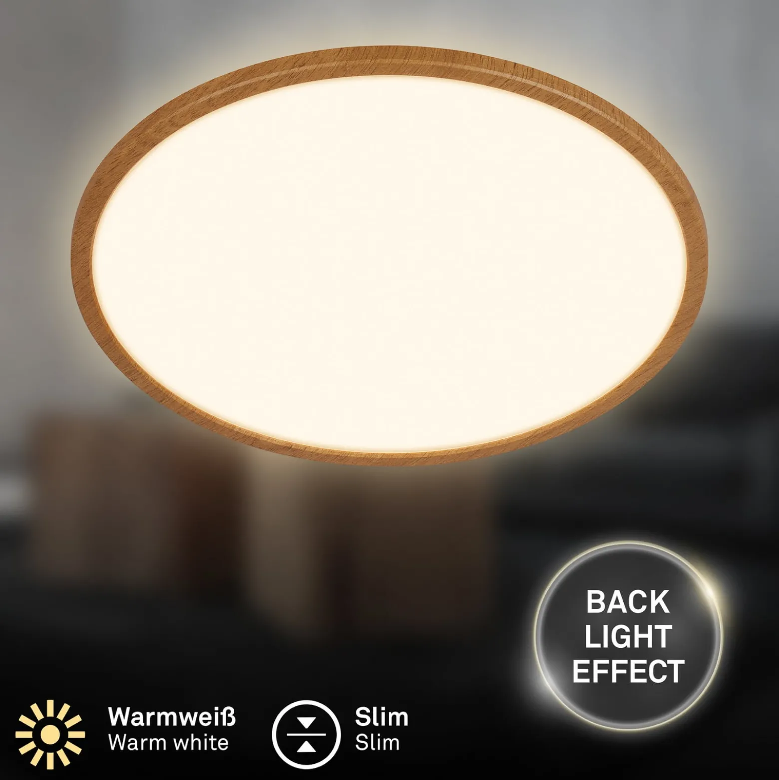 LED-kattovalaisin Tava Wood, Ø 42 cm, muovi, 3 000 K