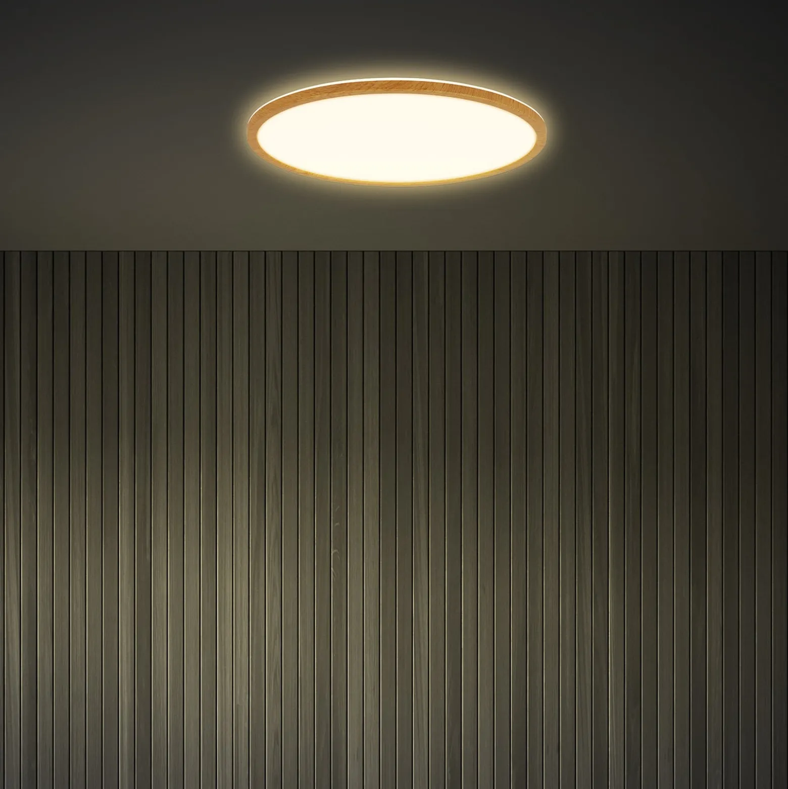 LED-kattovalaisin Tava Wood, Ø 42 cm, muovi, 3 000 K