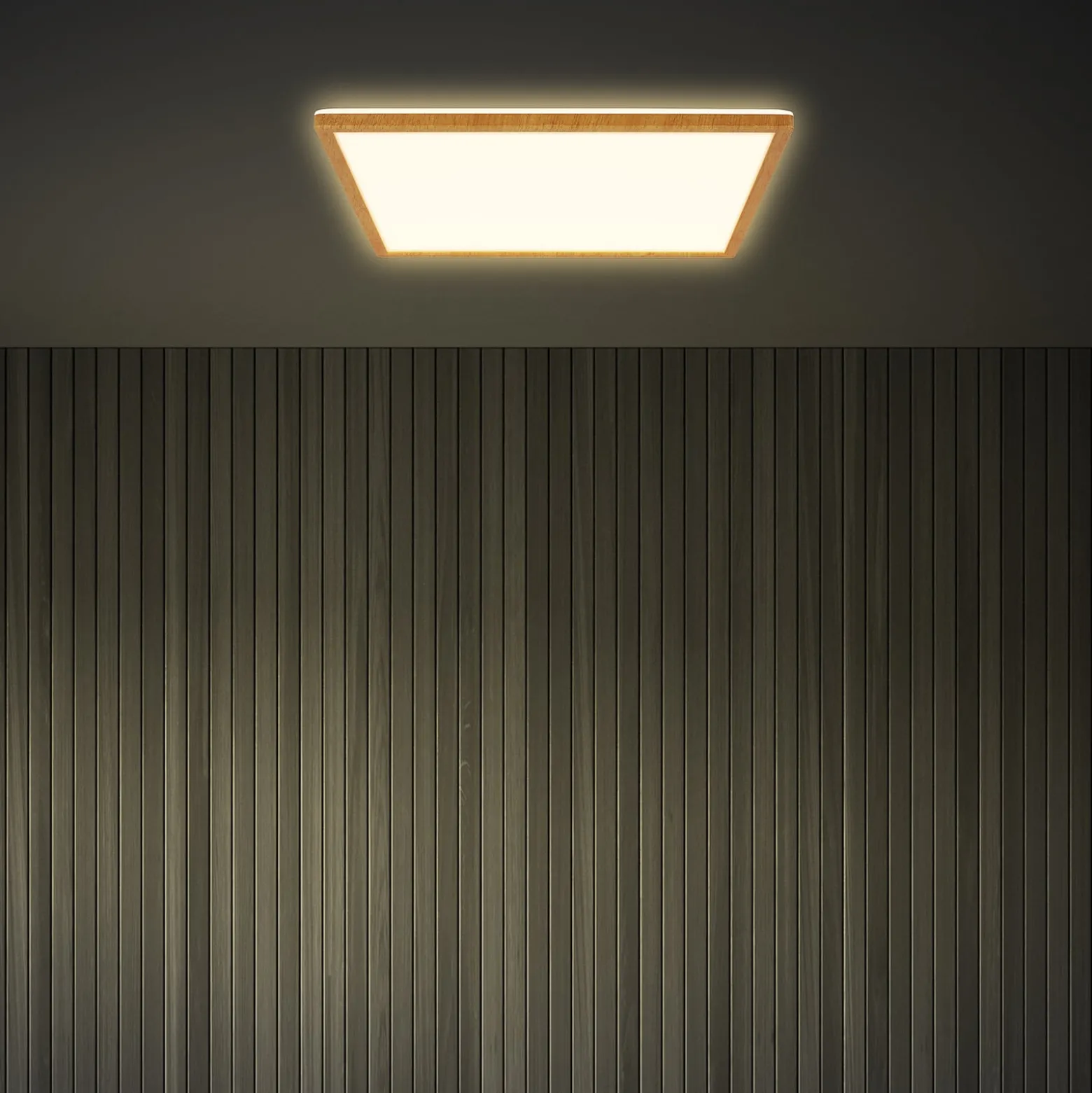 LED-kattovalaisin Tava Wood, 42 x 42 cm, muovi, 3 000 K