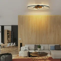LED-kattovalaisin Tisha I, mattamusta/puu, pituus 85 cm
