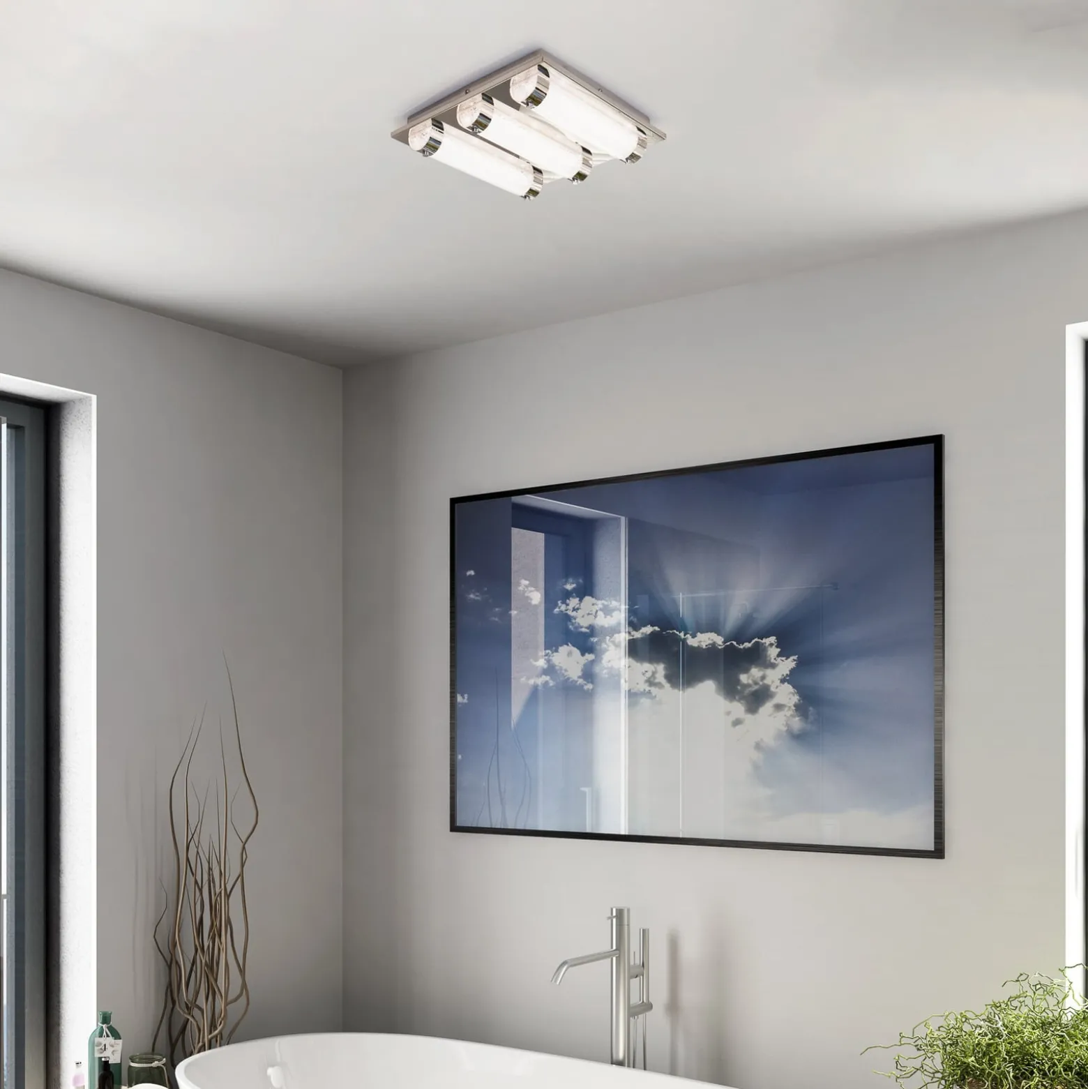 LED-kattovalaisin Tolorico, 35 cm, neliönmuotoinen