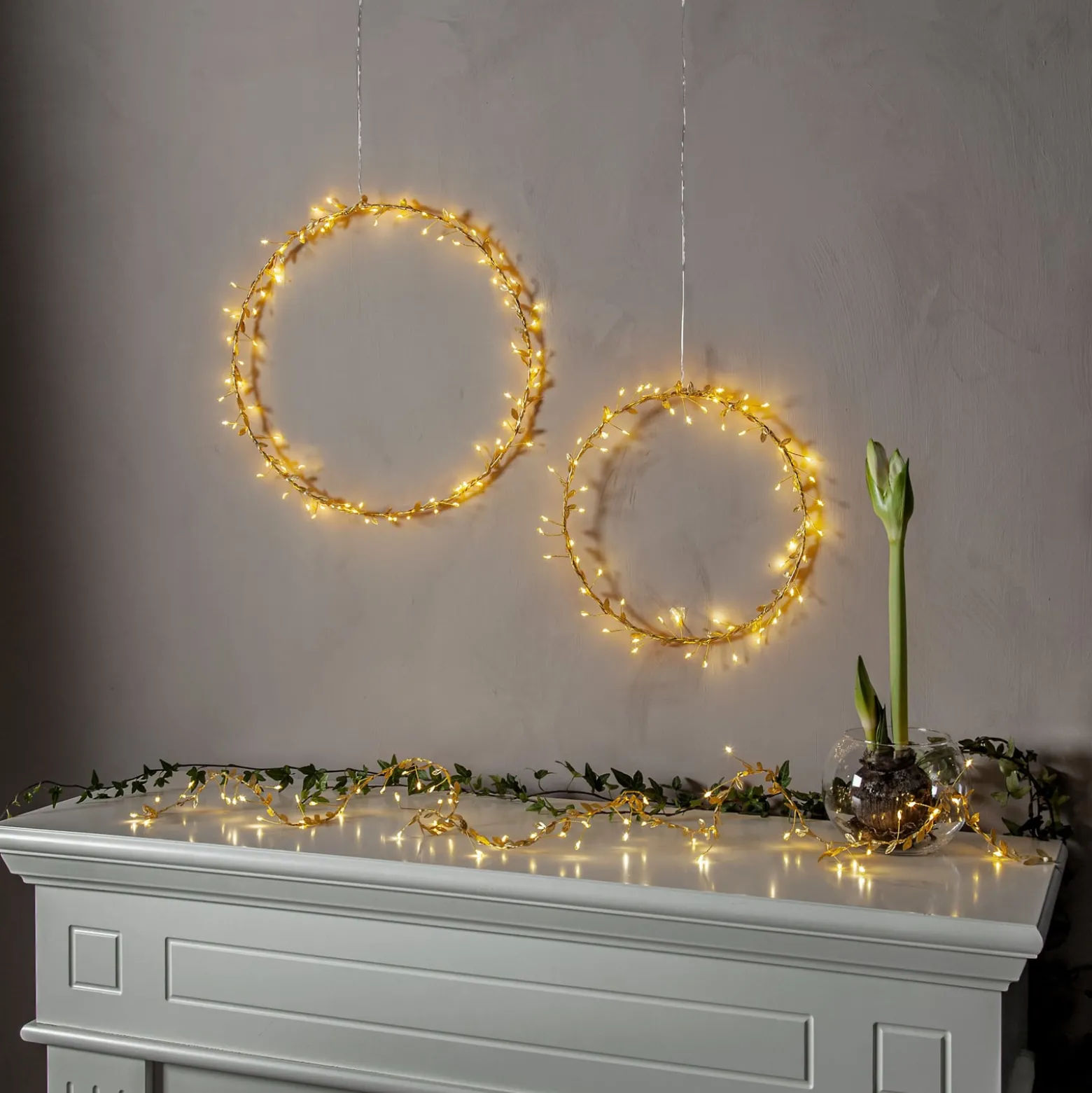 LED-keijuvalot Winny, kultainen, muovia, 200 cm, paristo, paristo