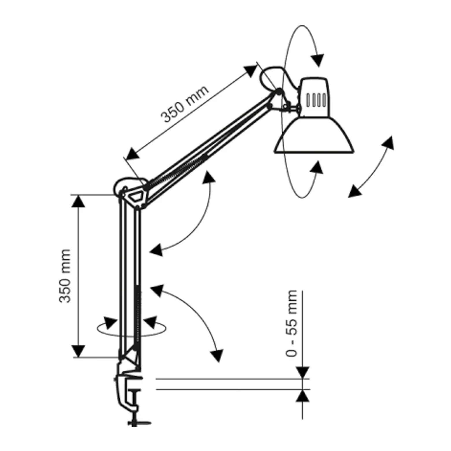 LED-klipsivalaisin MAULstudy, valkoinen, teräs, korkeus 44 cm, E27
