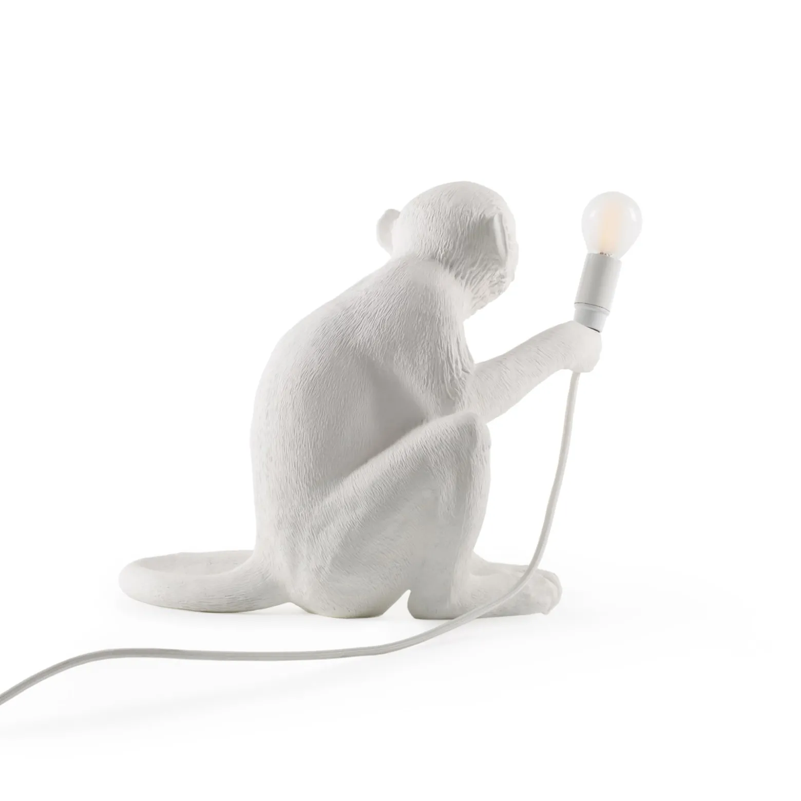 LED-koristepöytävalo Monkey Lamp, valkoinen/istuva