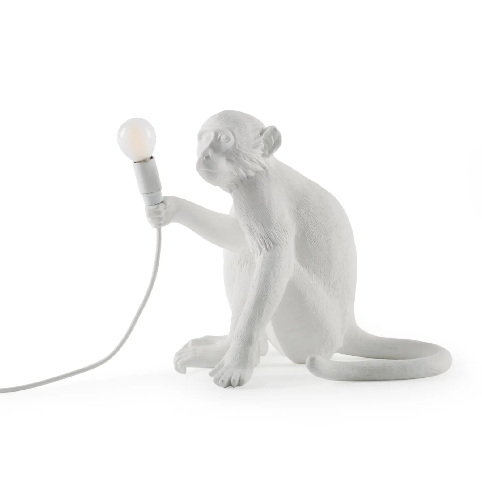 LED-koristepöytävalo Monkey Lamp, valkoinen/istuva