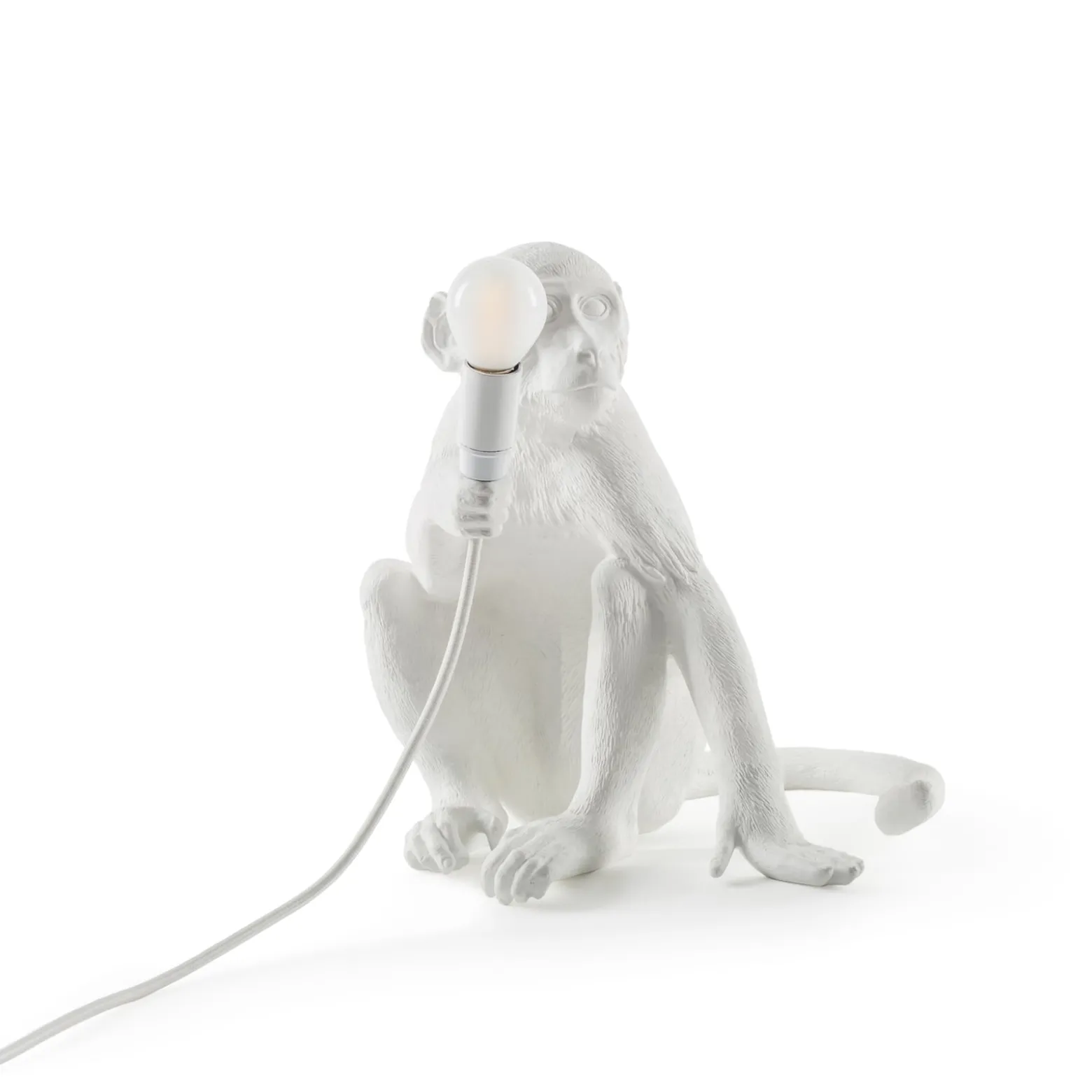 LED-koristepöytävalo Monkey Lamp, valkoinen/istuva