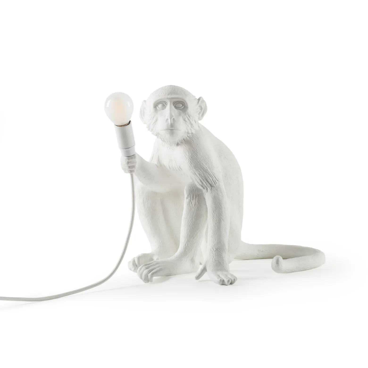 LED-koristepöytävalo Monkey Lamp, valkoinen/istuva