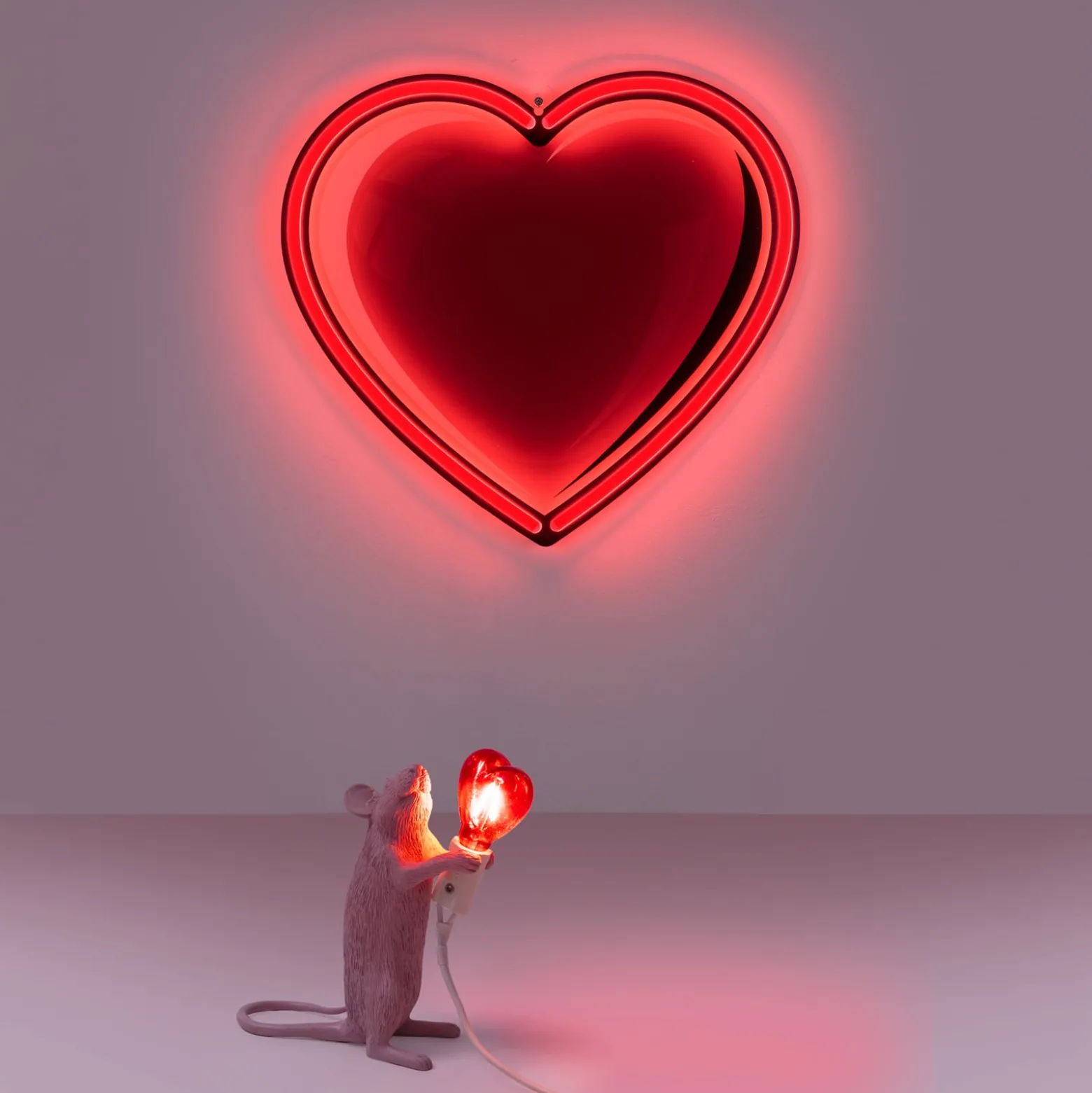 LED-koristepöytävalo Mouse Lamp USB Valentine valk