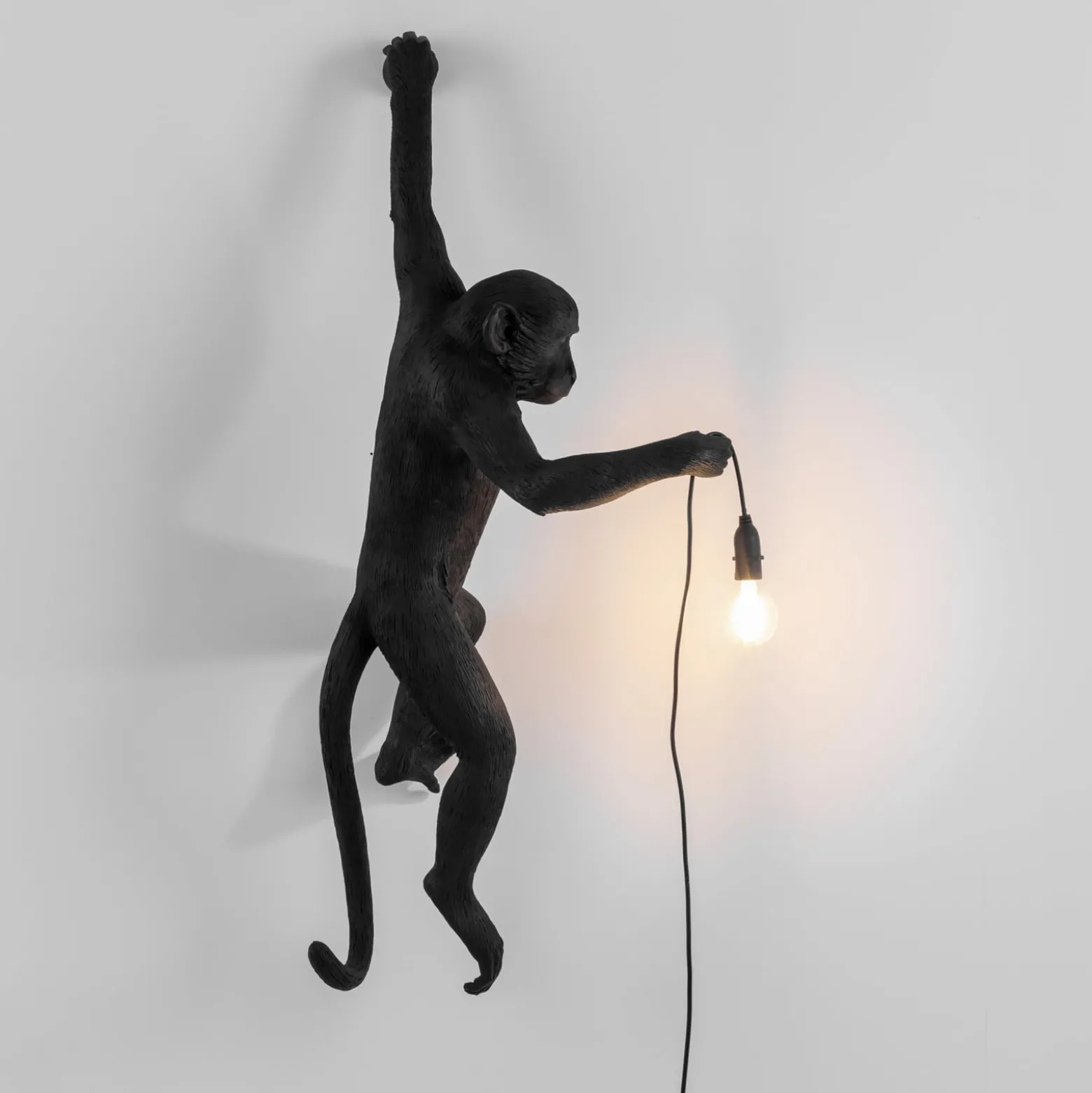LED-koristeulkoseinävalo Monkey Lamp, vasen, musta