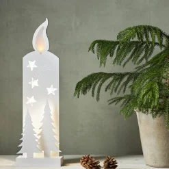LED-koristevalo Grandy, kynttilä ja kuuset, 50 cm