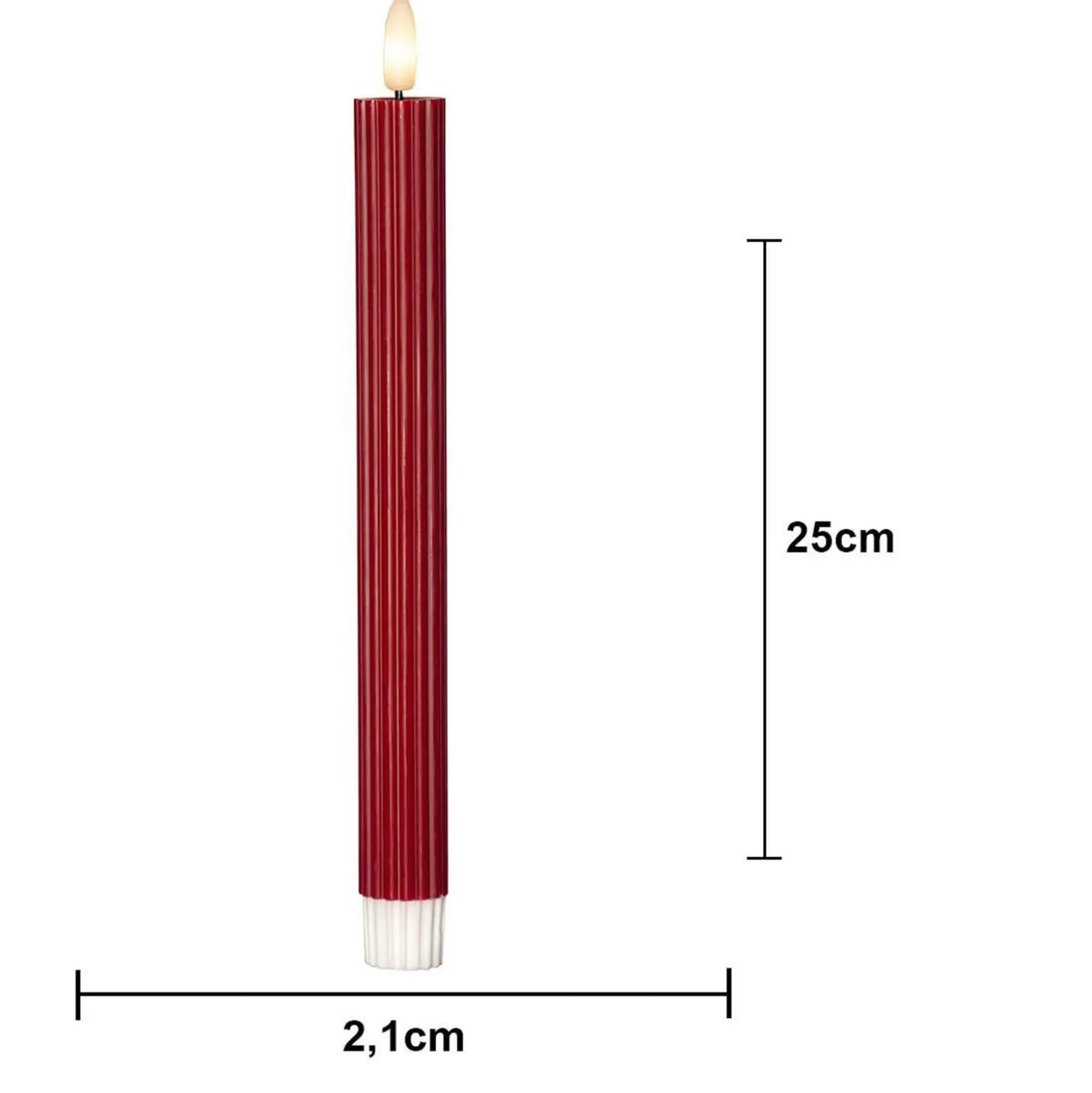LED-kynttilä Flame Stripe, punainen, 25 cm, vaha, paristo, 2 kpl setti