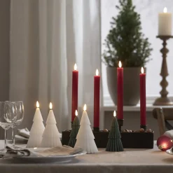 LED-kynttilä Flame Stripe, punainen, 25 cm, vaha, paristo, 2 kpl setti