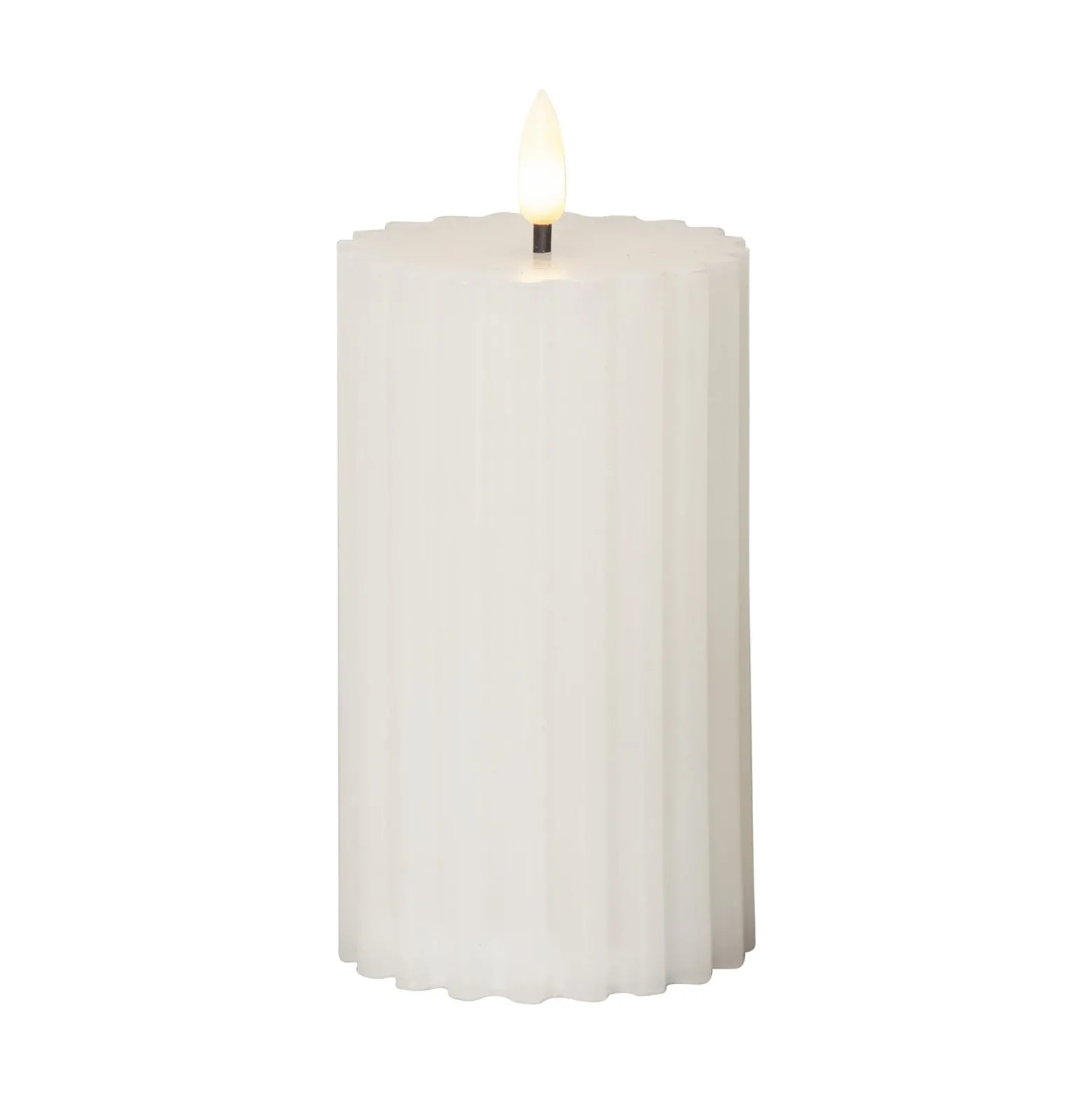 LED-kynttilä Flame Stripe valkoinen 15 cm aito vaha paristokäyttöinen