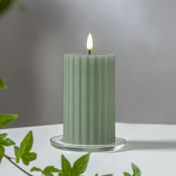 LED-kynttilä Flame Stripe vihreä 15 cm aitoa vahaa paristokäyttöinen