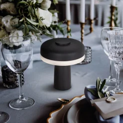 LED ladattava pöytävalaisin Pilu musta korkeus 16.5cm metalli touchdim
