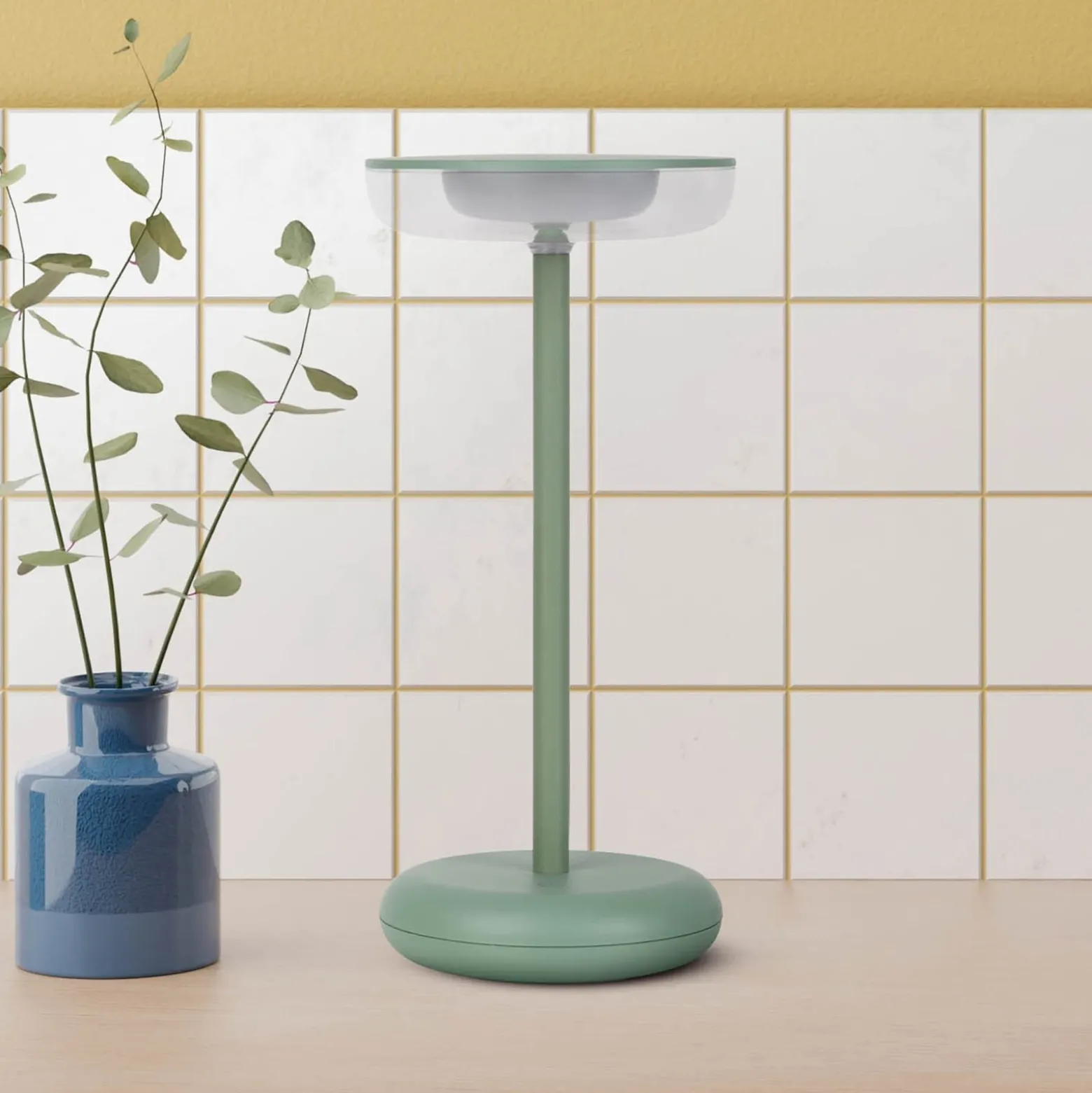 LED-ladattava terassivalaisin Pasi, minttu Korkeus 26 cm Metalli Touch -