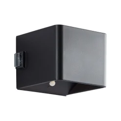 LED-ladattava ulkoseinävalaisin Iseo, musta, leveys 10 cm, anturi