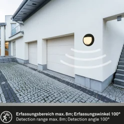 LED ladattava ulkoseinävalaisin 3785015 musta liiketunnistin 17cm