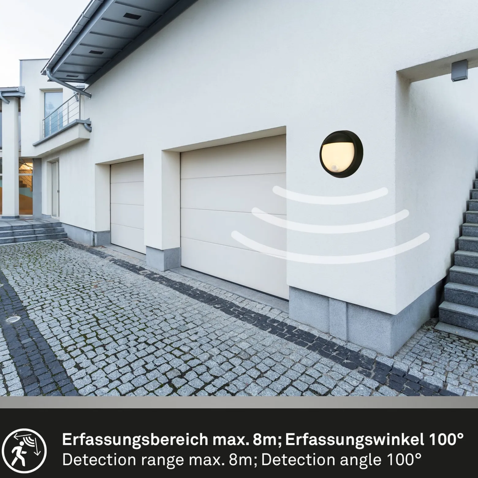 LED ladattava ulkoseinävalaisin 3785015 musta liiketunnistin 17cm
