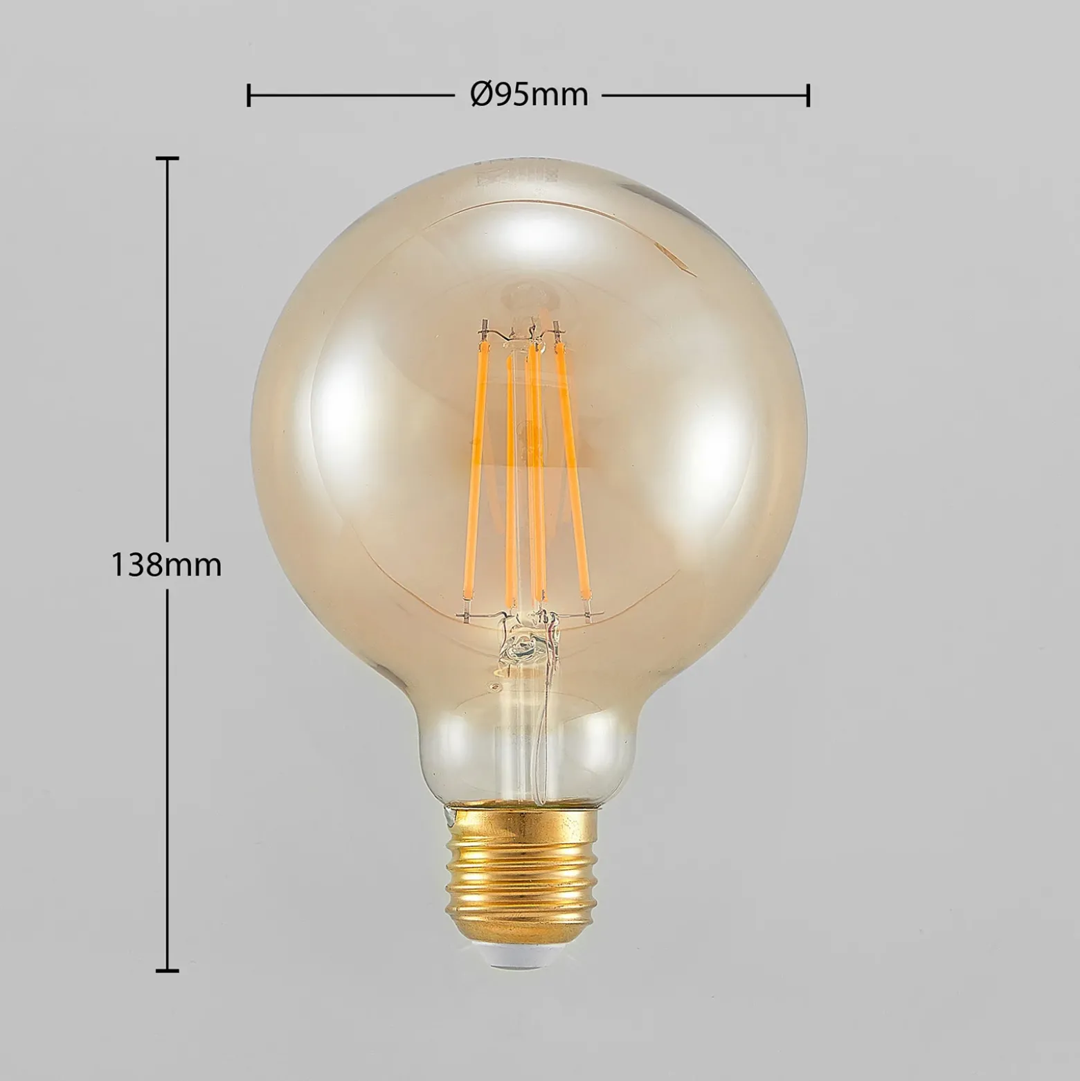 LED-lamppu E27 G95 6,5 W 2 500 K keltainen 3-portainen himmennettävä