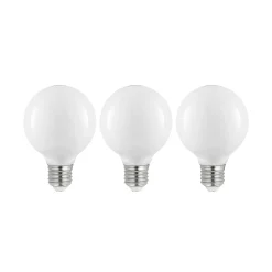 LED-lamppu E27 8W G80 2,700K himmennettävä, opaali, 3 kpl:n setti